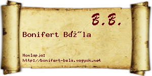 Bonifert Béla névjegykártya